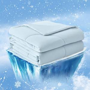 lot 3822 image: Cozy Bliss Cooling Comforter Queen Size, Cooling Blankets for Hot Sleepers and Night Sweats, Blue Summer Comforter for Queen Size Bed, Breathable Soft Lightweight Silk Smooth - Retail $57