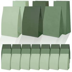 lot 3829 image: Whaline Sage Green Paper Gift Bags 3 Colors Gradient Green Party Favor Bags One Lucky Duck Goodie Treat Bag for Wedding Baby Shower Birthday Mallard Duck Party Supplies, 5.1 x 3.1 x 9.4 Inch - Retail $17