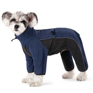 lot 3838 image: Fleece Dog Coat for Small Dog, Winter Pullover Pajamas Jumpsuit Bodysuit, Zippered Color-Block Puppy Coats with Legs, Pet Windproof Cold Weather Coats, Full Body Snowsuit - Retail $27