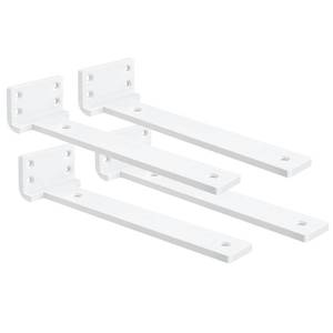 lot 3844 image: Floating Shelf Brackets 10 inch 4 Pack L Brackets for Shelves White Metal Heavy Duty Shelf Bracket for DIY Decorative with Mounting Hardware - Retail $21