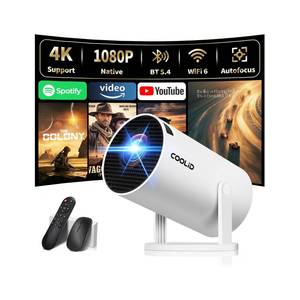 lot 3849 image: Built-in Apps &amp 2026 Upgraded Mini Projector Support 4K 1080P Auto Keystone 180° Rotatable with WiFi 6 and Bluetooth 5.4, Projector Portable Compatible with HDMITV StickMemory StickLaptop-White - Retail $60