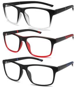 lot 3858 image: Readersoul 3 Pack Professional Reading Glasses Mens Computer Readers,Blue Light Blocking Glasses for Men Anti GlareFilter UV,Stylish Large Oversized Two Tone Frame Spring Hinge Eyeglass 2.5 Strength - Retail $20