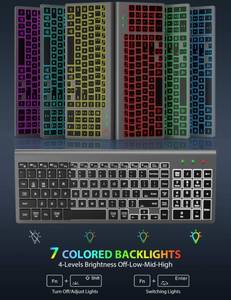 lot 3862 image: SABLUTE Wireless Keyboard and Mouse Combo Backlit - Compact Quiet Keyboard with RGB Mouse, Rechargeable, Slim, Sleep Mode, Portable Cordless Keyboard Mouse Set for Mac, Windows, Laptop (Space Gray) - Retail $36