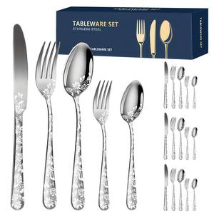 lot 3864 image: BXNSEN 12pc Silverware Set, Stainless Steel Flatware Set, Silverware Set for 4,Mirror Polished Cutlery Set, Tableware Set Includes Knife, Fork, Spoon - Retail $20