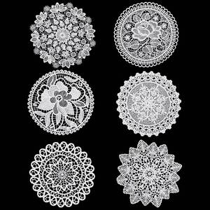 lot 3867 image: XLIUAX 6 PCS Lace Crochet Doilies, 6 Inch Round White Vintage Placemats Handmade Rustic Cup Mats Lace Coasters for Kitchen Dining Room Tables Wedding Birthday Party Cup Vase Decoration(B) - Retail $7