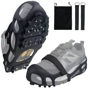 lot 3868 image: Ice Cleats Snow Traction Cleats Crampons for Boots and Shoes 28 Studs Cleats Crampons Walking on Snow and Ice Anti Slip Overshoe Rubber Ice Grippers Slip-on Stretch Footwear Medium - Retail $19