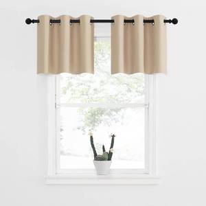lot 3871 image: NICETOWN Small Window Tiers Room Darkening Valances, Christmas Kitchen Curtain Thermal Insulated Window Treatment CurtainsDrapes (Biscotti Beige, 2 Panels, 42W by 18L with 1.2 inches Header) - Retail $15