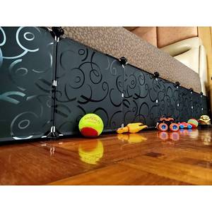 lot 3883 image: QIYIHOME Toy Blocker, Extra Tall Size Gap Bumper for Under Bed, Stop Pets Toys Going Under Bed or Sofa Couch, Easy to Install, 11.8 Height 83 Length,Black - Retail $25