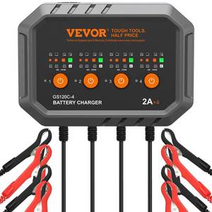 lot 3884 image: VEVOR Battery Charger, 8-Amp, LiFePO4 Lead-Acid (AGMGelSLA) Smart Car Battery Charger, Fully-Automatic Smart Charger Maintainer, for Car Motorcycle Lawn Mower Golf Cart Boat Marine Deep Cycle - Retail $55