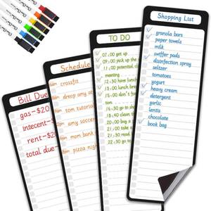lot 3897 image: Magnetic Dry Erase List Board - 4x12 Multifunctional List Board for Fridge - 6 Extra Fine Point Markers Included - Shipped Flat MISSING ONE LIST BOARD - Retail $9