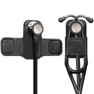 lot 3902 image: SKYREH Stethoscope Holder Clip, PU Leather Stethoscope Hip Holder Lightweight Portable Holster for Physicians, Nurses, EMT, Medical Nursing Students, for 3M Littmann & Most Stethoscope, Black - Retail $17