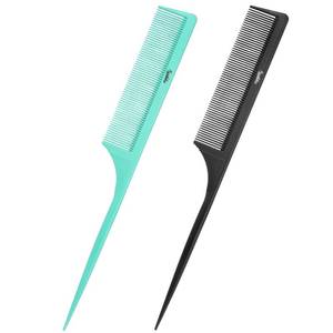 lot 3903 image: 2Pcs Rat Tail Comb Parting Combs for Women, Fine Tooth Parting Tip Carbon Fiber Root Teasing Anti Static Hair Comb for Styling (Green,Black) - Retail $5