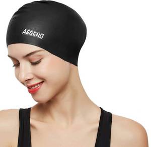 lot 3904 image: Aegend Swim Caps for Long Hair, Durable Silicone Swimming Caps for Women Men Adults Youths, Easy to Put On and Off, Waterproof Swim Hats Bathing Caps to Keep Hair Dry, 1 Pack, Black - Retail $7