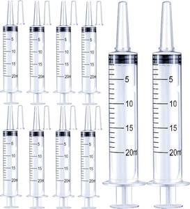 lot 3906 image: 20ml Plastic Syringe for Liquids, Oral, Scientific Labs, Measuring, Dispensing, with Cap- 10 Pack 20ml Syringes - Retail $10