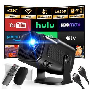 lot 3921 image: Mini Projector with WiFi and Bluetooth Support 4K 1080P FHD 2026 Movie Projector Built-in Apps Smart Projector 180° Rotatable Auto Keystone Compatible with HDMITV StickMemory StickLaptop, Black - Retail $70