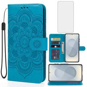 lot 3925 image: Bohefo Case for Galaxy S25 Edge CaseGalaxy S25 Slim SM-S937U1 Wallet Cases with Tempered Glass Screen Protector Leather Flip Credit Card Holder Stand Phone Cover for Samsung Galaxy S25Edge Blue - Retail $12