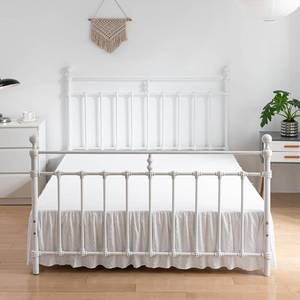 lot 3934 image: Tufted Dot Bed Skirt Full Size Ruffled Bed Skirt with Split Corners, 14 Inch Drop Dust Ruffle Bed Skirts with Platform, White - Retail $24