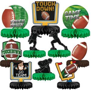 lot 3938 image: 10PCS Football Party Decorations Football Table Centerpiece Football Honeycomb Centerpieces Table Toppers for Football Birthday Party Football Game - Retail $10