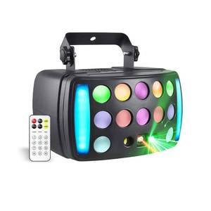 DJ Lights Party Light, Stage Disco Light 4 in 1 RGBW Derby Beam, Led Strobe, Remote & DMX Control Perfect for Wedding Bar Club Disco Party Festival Stage & DJ Lighting, Black - Retail: $85