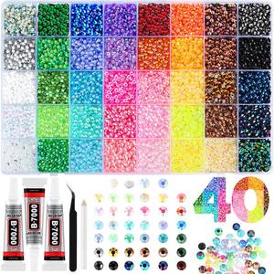 lot 3944 image: Zefy 40 Colors Resin Jelly Rhinestones for Bedazzling, 4mm 19000 Pcs Flatback Gems for Crafting, Bedazzling Kit with 3Pcs B7000 Glue for Clothing Shoes Nail Book Diamond Art - Retail $27