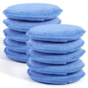 lot 3952 image: 10 Pack Wax Applicator Pads, Microfiber Applicator Pad with Finger Pocket, Foam Car Wax Applicator Pad for Car Cleaning and Polishing (Blue) - Retail $10