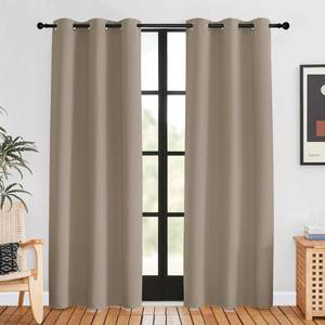 lot 3954 image: NICETOWN Blackout Curtains for Bedroom, Taupe, 42 W by 80 L, Set of 2, Thermal Insulated Curtains & Drapes with Grommet Top for Living Room, Privacy Window Treatment Draperies - Retail $30