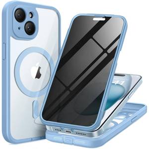 lot 3956 image: TIESZEN for iPhone 15 Plus Case, Compatible with MagSafe, Built-in Privacy Screen Protector and Camera Protection, Anti Spy Full Body Dustproof Shockproof Hard Phone Case 6.7, Sky Blue - Retail $24