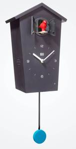 KOOKOO Birdhouse Black, Modern Design Cuckoo Clock with 12 Natural Bird Voices or Cuckoo Call - Retail: $140