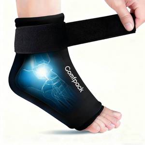 lot 3967 image: Comfpack Ankle Ice Pack Wrap for Swelling, Reusable Foot Ice Pack Wrap, Hot & Cold Therapy Compression Sleeve for Plantar Fasciitis Relief, Achilles Tendonitis, Sprain, Heel Pain, Sprained - Retail $15