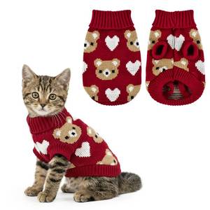 lot 3978 image: Vehomy Puppy Valentines Sweater Dog Cat Love Heart Sweater Sweet Heart Kitten Knitwear Clothes Cute Small Pet Valentines Outfit Costume for Cats Small Dogs XS - Retail $10