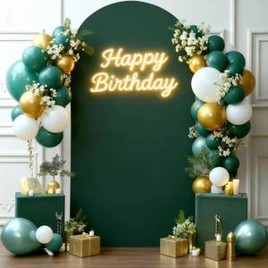 lot 3985 image: 7.2FT Hunter Green Arch Cover - Polyester Fitted Wedding Arch Stand Covers Round Top Chiara Arch Backdrop Cover for Birthday Party Banquet Photo Background Decoration - Retail $24