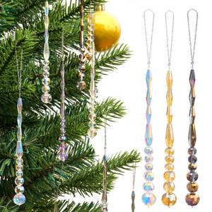 lot 3990 image: LUMITI 12pcs Crystal Icicle Christmas Tree Ornaments, Glass Beads Hanging Chandelier Pendants for Christmas Party Wedding Winter Decorations (Multicolor) - Retail $8