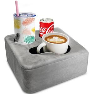 lot 3993 image: Nisdoing Couch Cup Holder Pillow Tray & Caddy - for Sofa, Bed, Car, Man Cave  Keep Drinks at Hand & Spill-Proof Accessories for New Parents, Camping, Park, Boat, Beach, Bathroom Cup Holder, Gray - Retail $15