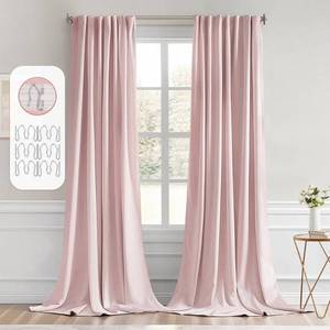 lot 3999 image: MIULEE Baby Pink Back Tab Blackout Curtains 96 Inch Long 2 Panels Set for Living Room Bedroom, Rod PocketPinch Pleated Long Thermal Insulated Room Darkening Light Blocking Floor to Ceiling Drapes - Retail $36