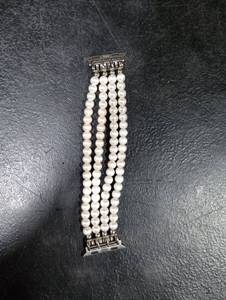 lot 4015 image: White Beaded Watch Band For Smart Watches