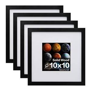 lot 4031 image: Egofine 10x10 Picture Frames Black,Made of Solid Wood with HD Plexiglass for Pictures 6x6 with Mat or 10x10 without Mat, Tabletop and Wall Mounting Display, Set of 4 - Retail $33