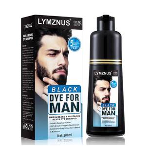 lot 4040 image: Mens Mustache & Beard Dye for Gray Hair Coverage - Natural Black Color in 5 Minutes, Easy Application Shampoo for Facial Hair 200ml - Retail $19