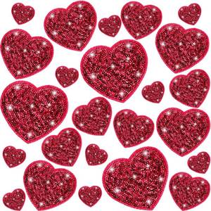 lot 4043 image: Daifunli Sequin Heart Iron on Patches in 4 Sizes Embroidered Decorative Shiny Love Patches for Clothing Bags Jackets Jeans Hats Backpacks Costume Accessory(Hot Pink) - Retail $9