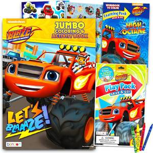 lot 4047 image: Blaze and The Monster Machines Coloring and Activity Book with Mini Cars Coloring Book with Stickers - Retail $10