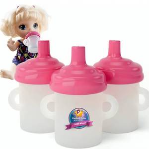lot 4052 image: Doll Buddies Sippy Cup for Baby Alive Dolls  Sippy Dolls Accessories Compatible with Baby Alive Dolls that Drink and Wet  Doll Sippy Cup can be Filled with Water  2 Pack - Retail $14
