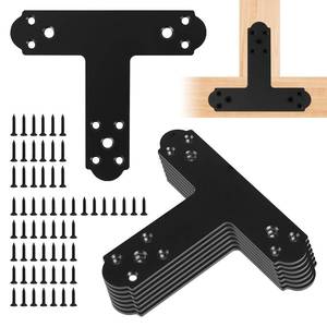 lot 4054 image: ZOBGOWE 12Pcs T Post Brackets T Tie Mending Plate Thickness 4mm Post to Beam Bracket for Repairing Fixing Connecting Wood, Furniture, Truss Framing - Retail $50