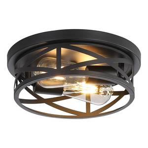 lot 4064 image: Sewterolyn Black Flush Mount Ceiling Light Fixture,2-Light Industrial Farmhouse Ceiling Light Fixture Black Light Fixture Ceiling Mount for Kitchen Bedroom Living Room Hallway 1 Pack - Retail $28