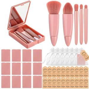 lot 4079 image: Funnymoom 12 Set Travel Makeup Brush Set Bulk with Mirror Mini Travel Makeup Brushes Thank You Cards and Organza Bag Bridesmaid Gift for Bachelorette Party Gift Wedding(Pink) - Retail $29