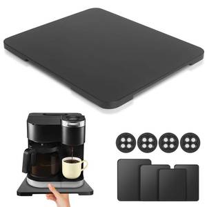 lot 4091 image: Appliance Slider 360° Rolling Tray for Coffee Maker Bamboo Coffee Pot Slider Tray Countertop Rotation Sliding Tray with Wheels, Small Appliances Mat Easily from Under the Cabinet Black(13.9x11.6) - Retail $32