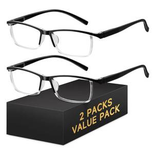 lot 4100 image: kunchu 2Pack Reading Glasses Men Blue Light Blocking Readers Spring Hinge Computer Anti Eyestrain Eyeglasses (Mix, 3.25X) - Retail $8