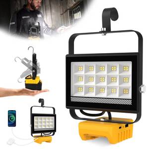 lot 4105 image: Cordless LED Work Light for Dewalt 20v Max Battery, 60W 6000LM Flood Light, Flashlight for Dewalt 20v Tools with USB &amp Type-C Charging and 140°Pivoting Head for Jobsite, Garage, Camping, Emergency