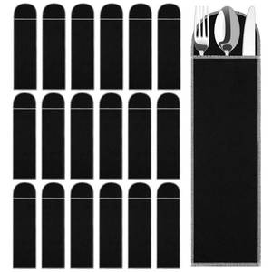 lot 4107 image: Weewooday 18 Pieces Anti-tarnish Silverware Storage Bags - Velvet Flatware Organizer Sleeves for Teaspoons, Cutlery & Utensils  Elegant Black Design - Retail $21