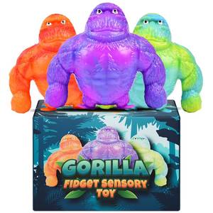 lot 4109 image: 3 Pack Gorilla Squeeze Stress Relief Toy - Soft Durable Anxiety Relief for Kids & Adults, Squishy Monkey Fun Fidget Sensory Toy for Relaxation and Focus, Party Favors for Kids. - Retail $13