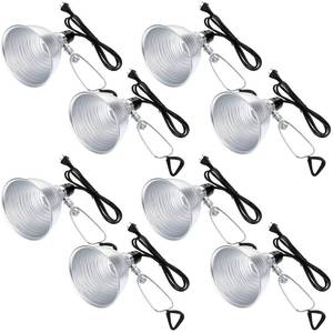 lot 4122 image: Macarrie 8 Pack Clamp Lamp Light with Aluminum Reflector, 6ft SPT-2 18awg Cord and Adjustable Stand Fixture, up to 150 Watt, E26 Socket, No Bulb(5.5 Inch) - Retail $58