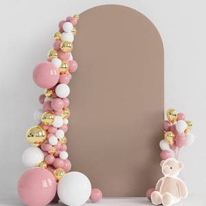 lot 4124 image: Wokceer 7.2FT Wedding Arch Cover Spandex Fitted Wedding Arch Stand Covers Round Top Nude Brown Chiara Arch Backdrop Cover for Birthday Party Ceremony Banquet Decoration - Retail $23
